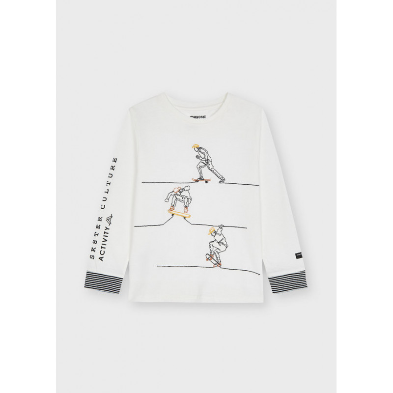 Bluză din bumbac cu imprimeu skateboarder, albă  273884