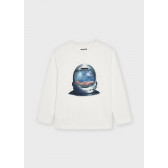 Bluză din bumbac cu imprimeu astronaut, albă Mayoral 273893 