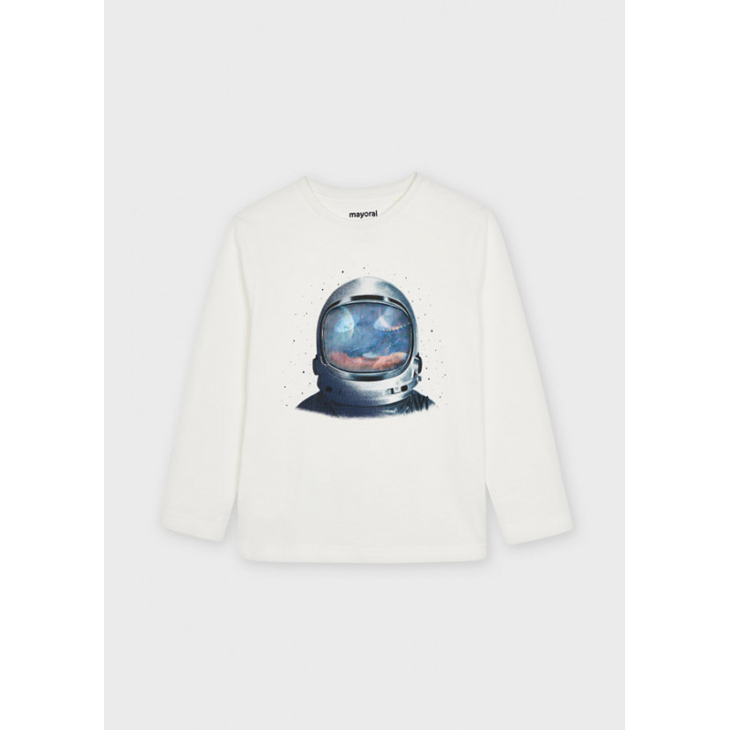 Bluză din bumbac cu imprimeu astronaut, albă  273893