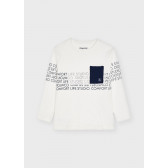Bluză din bumbac cu buzunar și inscripții, albă Mayoral 273899 