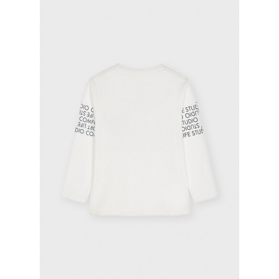 Bluză din bumbac cu buzunar și inscripții, albă Mayoral 273900 2
