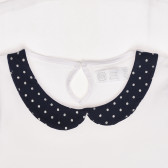 Bluză din bumbac cu mâneci lungi și guler pentru fete, albă Cool club 274397 2