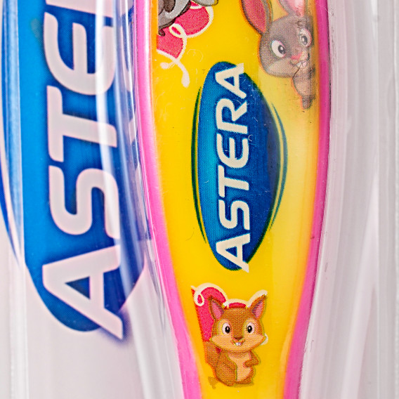 Periuță de dinți pentru copii extra moale, roz cu galben Astera 274733 2