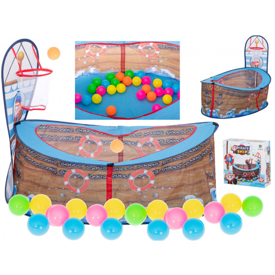 Piscină pentru joaca cu mingi și coș de baschet, pentru copii  Ikonka 275334 2