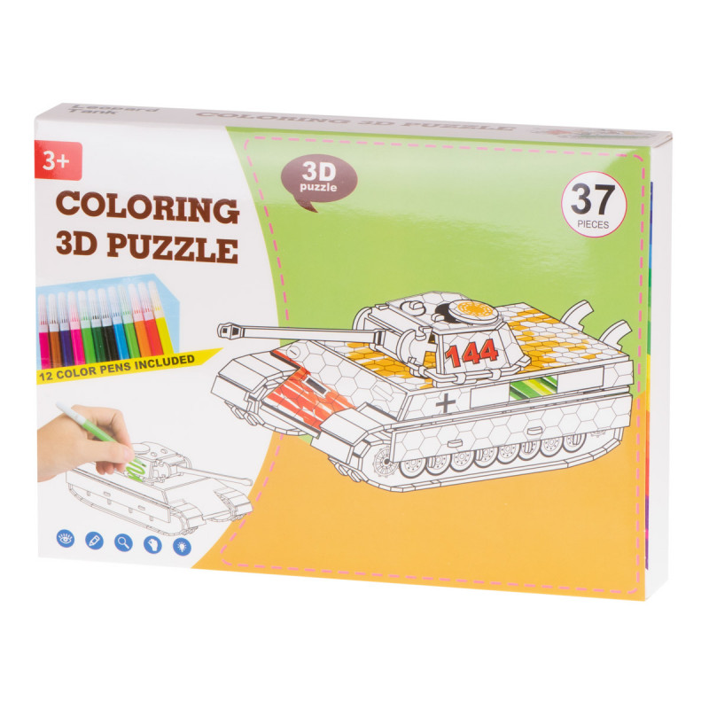 Puzzle 3D tanc de colorat cu 37 de piese  275590