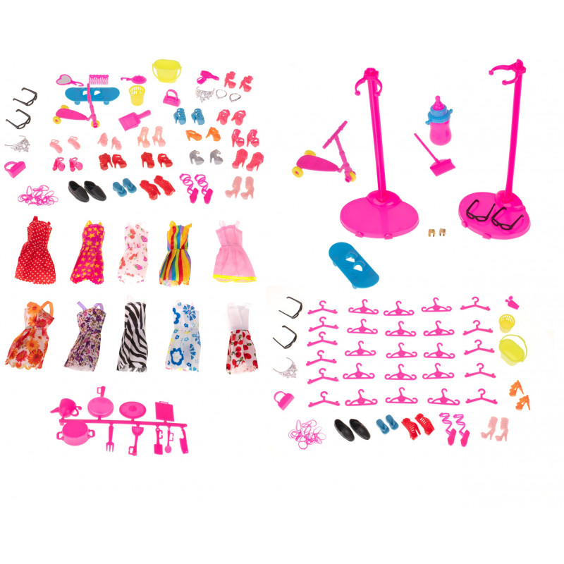 Set de haine și accesorii pentru o păpușă, 85 de piese  275644