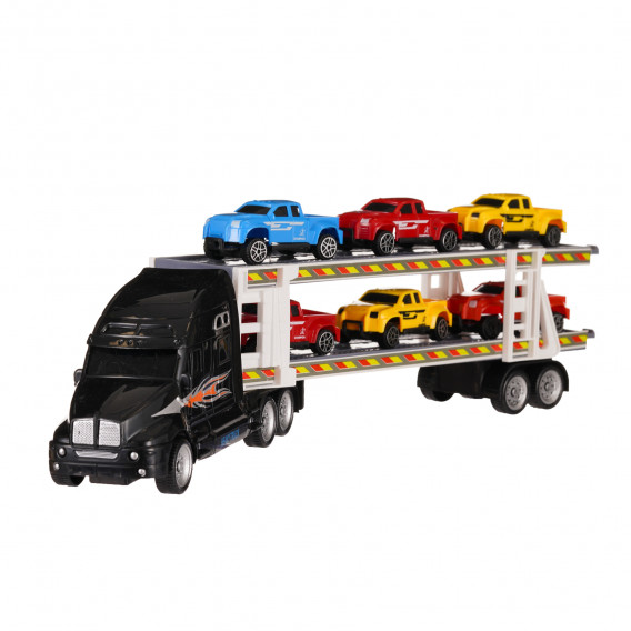 Autotransportator negru de 39 cm cu 6 mașini incluse Dino Toys 275805 