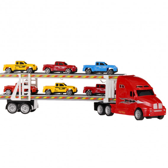 Autotransportator roșu de 39 cm cu 6 mașini Dino Toys 275815 5