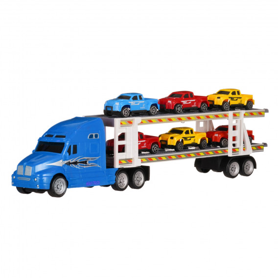 Autotransportator cu 6 mașinuțe incluse, albastru 39 cm. Dino Toys 276169 