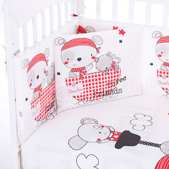 Set de lenjerie de pat pentru bebeluși 6 părți, 60x120 cm., Pirați Kikkaboo 276546 2