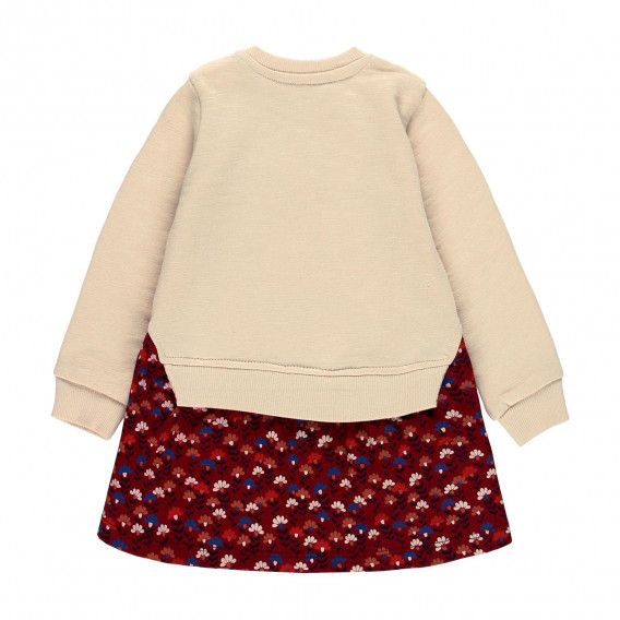 Rochie din bumbac în bej și roșu Boboli Rochie din bumbac în bej și roșu Boboli 276736 2