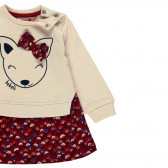 Rochie din bumbac în bej și roșu Boboli 276737 3
