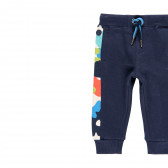 Pantaloni din bumbac cu detalii de camuflaj, albastru Boboli 276887 3