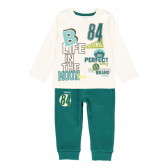 Bluză și pantaloni din bumbac alb și verde Boboli 276918 