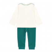 Bluză și pantaloni din bumbac alb și verde Boboli 276919 2