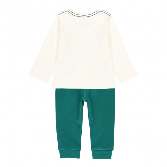 Bluză și pantaloni din bumbac alb și verde Boboli 276919 2