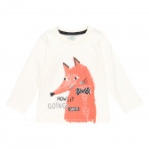 Bluză din bumbac cu imprimeu vulpe, alb Boboli 276952 