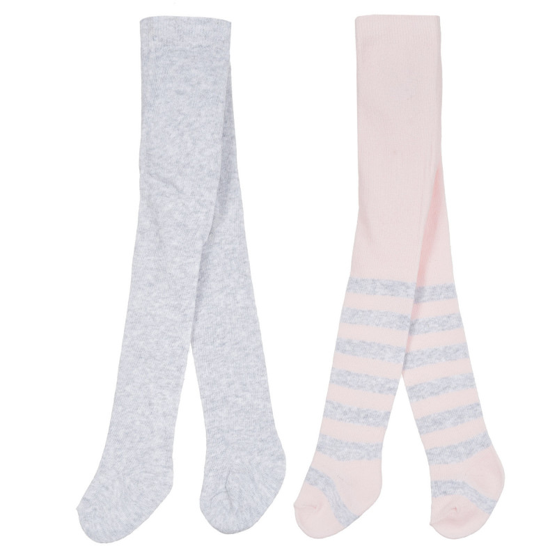 Set de două perechi ciorapi pentru bebeluși, dungi gri și roz  277104