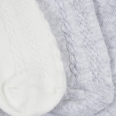 Set de doi ciorapi cu tricot pentru bebeluș, gri și alb Cool club 277165 3
