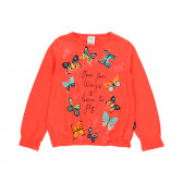 Bluză din bumbac cu imprimeu fluture, portocalie Boboli 277622 