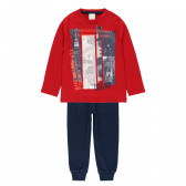 Set de bluză și pantaloni din bumbac, roșu și albastru Boboli 277770 
