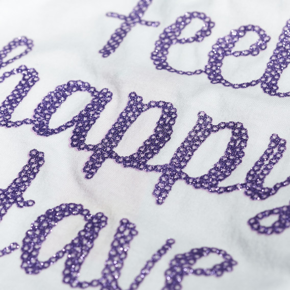 Bluză albă pentru fete cu inscripție violet Benetton 27788 3