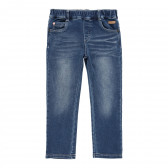 Jeans din bumbac cu talie elastică, albastru Boboli 277902 