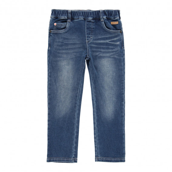 Jeans din bumbac cu talie elastică, albastru Boboli 277902 