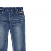 Jeans din bumbac cu talie elastică, albastru Boboli 277904 3