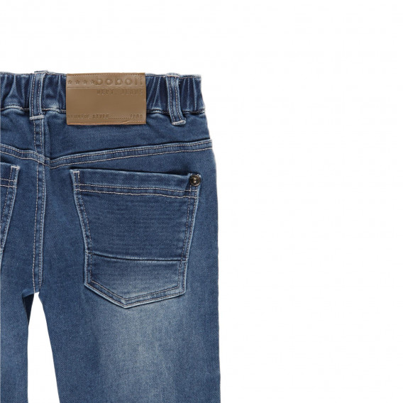 Jeans din bumbac cu talie elastică, albastru Boboli 277905 4
