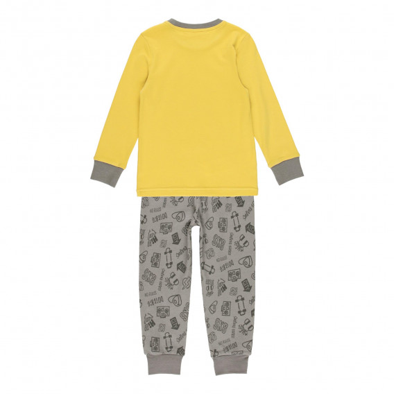 Pijamale din bumbac din două piese, galben cu gri Boboli 277941 2