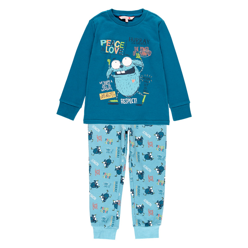 Pijamale din bumbac din două piese, albastru  277953