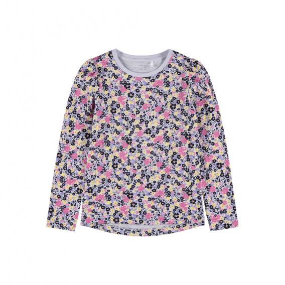 Bluză din bumbac cu mâneci lungi și imprimeu floral, violet Name it 278597 