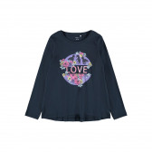 Bluză din bumbac cu mâneci lungi și imprimeu floral, bleumarin Name it 278607 