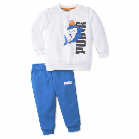 Hanorac și pantaloni sport, alb cu albastru Puma 278623 