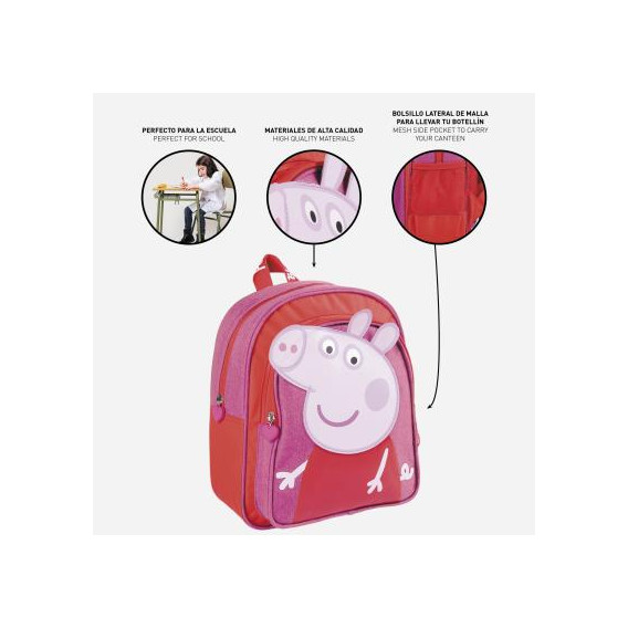 Rucsac cu aplicație Peppa Pig pentru fete, roz Peppa pig 278731 5