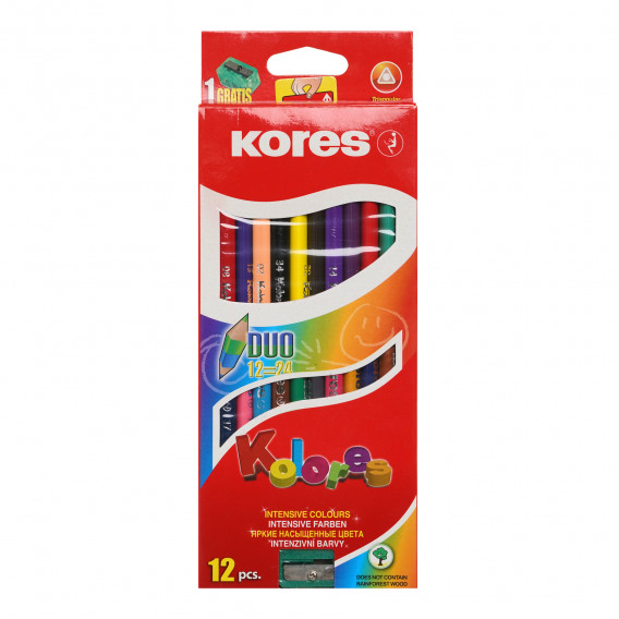 Set de 24 creioane bicolore Kores 279228 