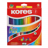 Set de creioane bicolore, 48 de culori + ascuțitoare  Kores 279230 