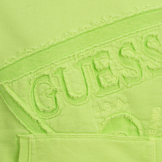 Hanorac cu glugă și aplicație cu logo-ul mărcii, verde Guess 279329 3