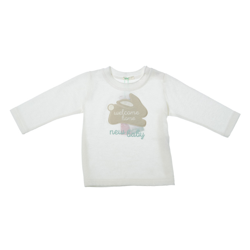 Bluză albă cu mânecă lungă cu aplicație iepuraș pentru copii  27935