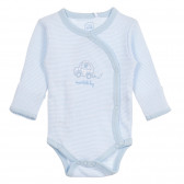 Body cu mâneci lungi în dungi albastre cu imprimeu pentru bebeluși Cool club 279574 