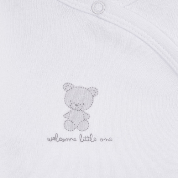 Body cu mâneci lungi și imprimeu urs pentru bebeluș, alb Cool club 279616 2