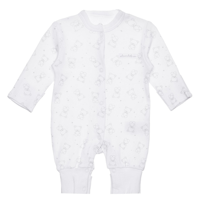 Salopetă pentru bebeluși cu imprimeu ursuleț de pluș, alb  279707