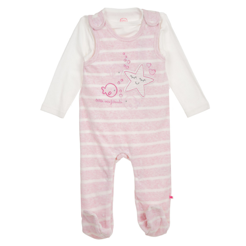 Set de salopetă și bluză, alb cu roz, pentru bebeluși  279763