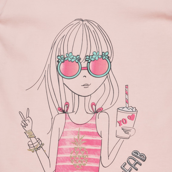 Tricou din bumbac cu imprimeu, culoare roz. Cool club 280526 2
