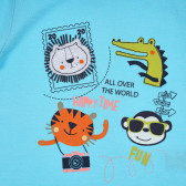 Tricou din bumbac cu imprimeu animal pentru bebeluș, albastru deschis Cool club 280668 2