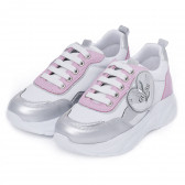 Sneakers CLAIRE cu detalii roz și argintiu, albi Guess 280827 
