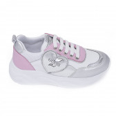 Sneakers CLAIRE cu detalii roz și argintiu, albi Guess 280829 3