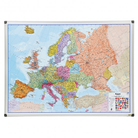 Tablă magnetică - hartă a Europei 90X120 cm Bi-Office 282207 