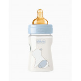 Biberon Original Touch din polipropilenă, tetină cu o picătură, pentru bebeluși de 0+ luni, Albastru 150 ml.  Chicco 282905 